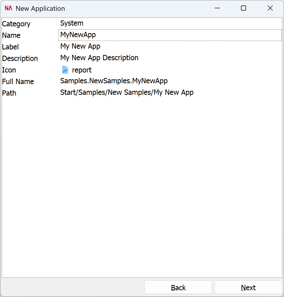 New Application->Second Page...